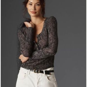 Anthropologie Andie Ribbed Tissue Henley Top by Pilcro